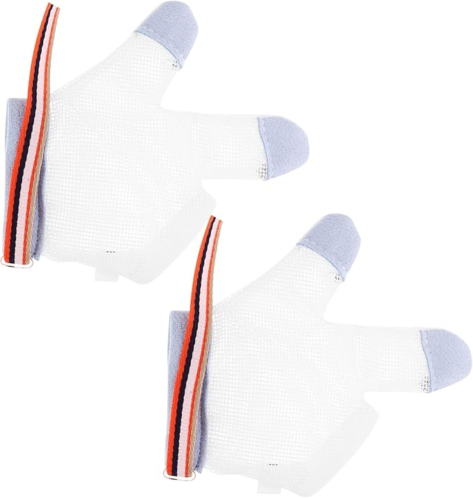 Holibanna 1Pair Breathable Nylon Teething Mitten for Half Finger Design Comfortable Portable to Prevent Hand Biting for Summer Use S