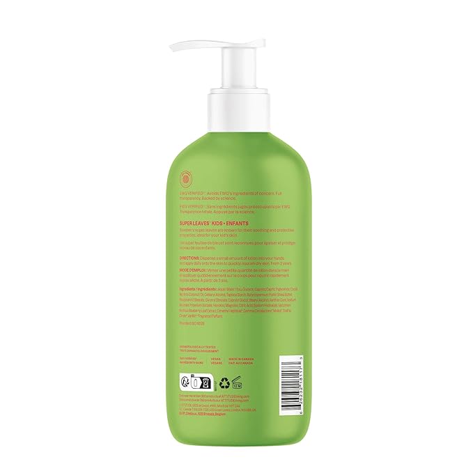 ATTITUDE Body Lotion for Kids, EWG Verifed Moisturizer, Dermatologically Tested, Plant and Mineral Based Cream, Vegan, Watermelon & Coco, 16 Fl Oz