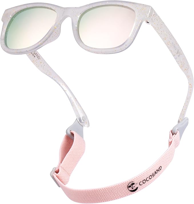 COCOSAND Flexible Baby Sunglasses with Strap Polarized UV Protection for Toddler Infant Newborn Boy Girl Age 0-24 Months