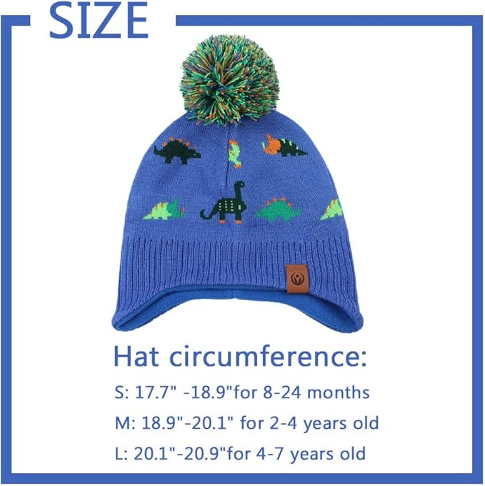 JANGANNSA Knitted Baby Hat Scarf Set Winter Warm Boys Girls Beanie Fleece Lining Toddler Kids Hats with Pompom