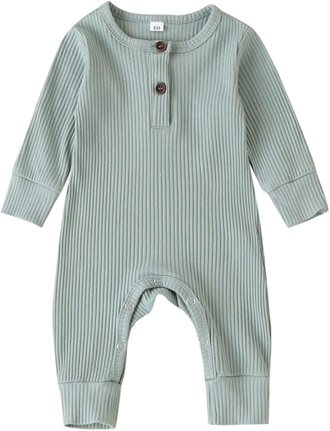 Kuriozud Newborn Infant Unisex Baby Boy Girl Clothes Button Romper Jumpsuit Basic One Piece Outfits