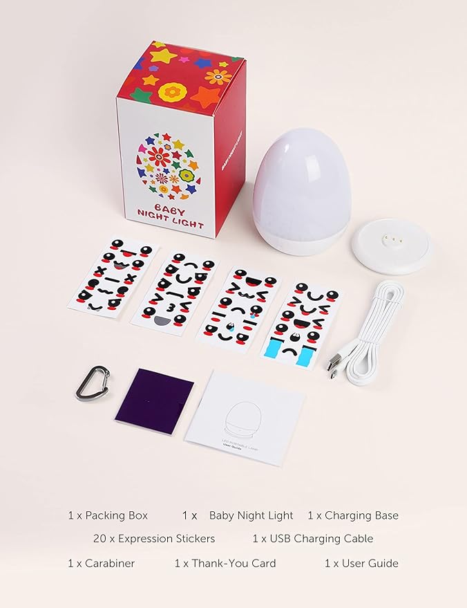 Baby Night Light for Kid, Portable Egg Nightlight with Stable Charging Pad, Touch Nursery Night Lamp for Breastfeeding, Toddler Night Light for Bedroom, Timer Setting, ABS+PC, White-2
