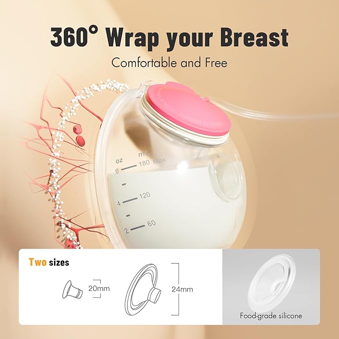 Phanpy Wearable Breast Pump Milk Collector Cup S2, Original Phanpy Breast Pump Replacement Accessories, 24 mm Flange and 20mm Insert Included, 12 oz / 360 ml, 2 Piece