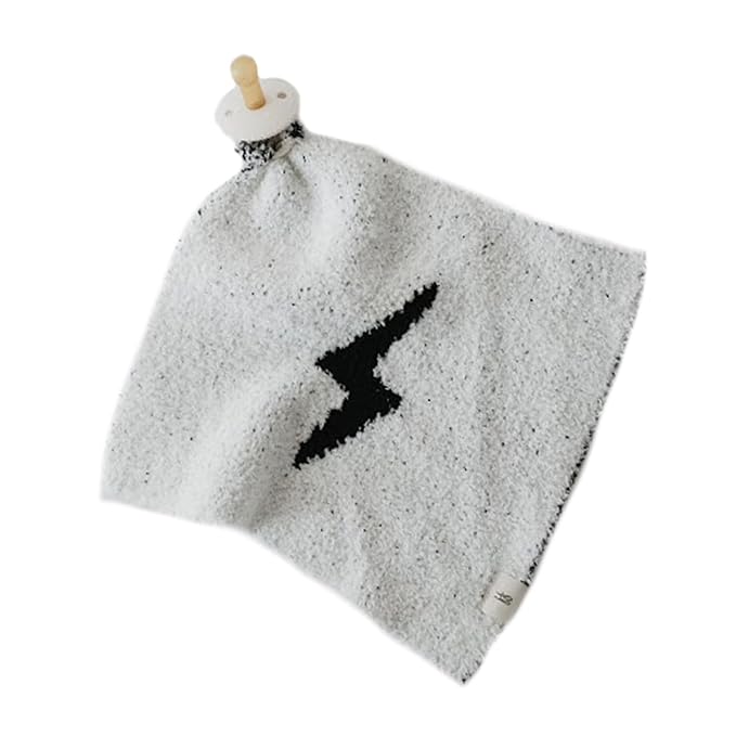 Forever French Baby | Lovey | Pacifier Holder | Lovey Gifts | Boy & Girl | Ideal for Age 0 Months & Up | Microfiber Feather Yarn | Pacifier Not Included (Lightning Bolt)