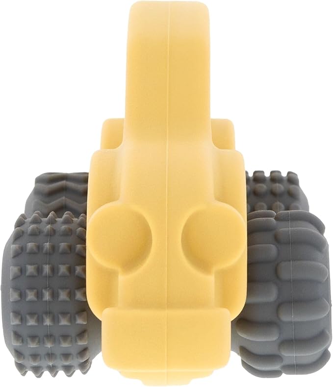 Nuby Silicone Teether Toy for Babies - Textured Teething Yellow Bug Car with Moving Wheels - Soothes Sore Gums - Encourages Tactile Development and Hand-Eye Coordination - Ages 6+ Months