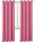 BGment Pink Star Blackout Curtains for Kid's Bedroom - Grommet Thermal Insulated Room Darkening Printed Curtains for Living Room, Set of 2 Panels, 52 x 84 Inch
