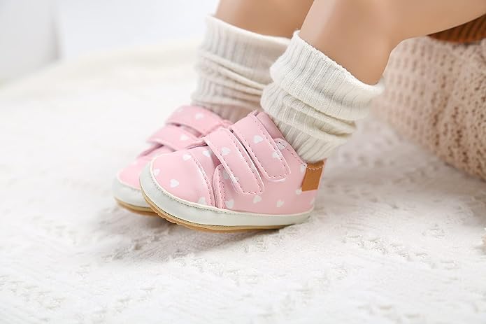 Clowora Baby Boys Girls Shoes Non-Slip Rubber Sole Sneakers Infant First Walking Toddler Crib Shoes Newborn Loafers Flats.