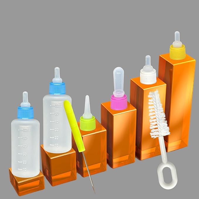 Pet Bottle Kit, Squeeze Liquid Replaceable Silicone Teat for Newborn Kittens, Puppies, Rabbits, Small Animals Replacement Teat Cat Feeding Bottle Feeding Tool