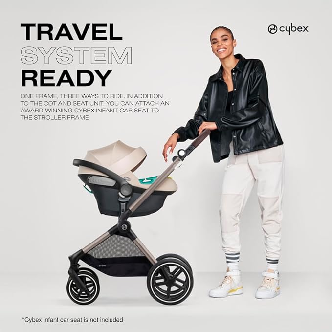 Cybex EOS 2-in-1 Stroller - Bassinet Stroller Converts to Toddler Stroller with One-Hand Recline - Bassinet and Toddler Seat Included, Reversible & Travel System Ready, Moon Black