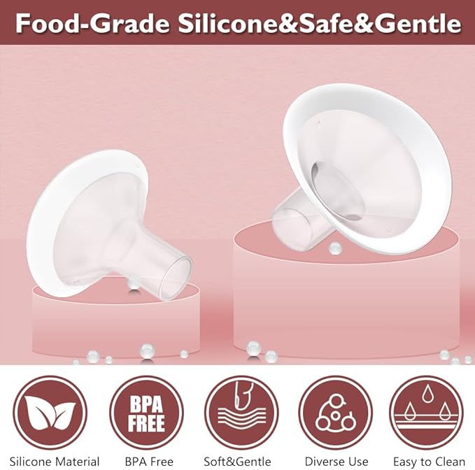 2pcs 16mm Soft Rim Flanges with 106 Degree Wider Opening Angle for Medela Breast Pump, PersonalFit, Freestyle, Maxflow, Freestyle Flex Swing Maxi Connector, Lansinoh Signature Pro
