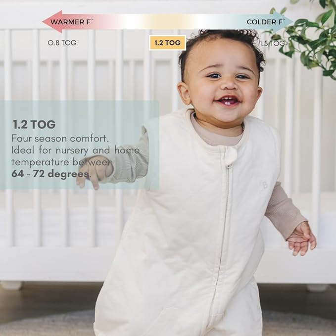 Tealbee Dreamsuit Toddler Sleep Sack with Feet – Walker Sleep Bag with Legs, Rayon made from Bamboo, All Season 1.2 TOG, 2-Way Zipper, 2T-3T - Undyed
