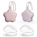 4 Pack Pacifier Holder Case,2pcs Silicone Portable Pacifier Pouch and 2pcs Transparent Nipple Holder Case Container, On-the-GO Pacifier Storage Container Box,BPA Free, Easy to Clean（Pink&Purple）