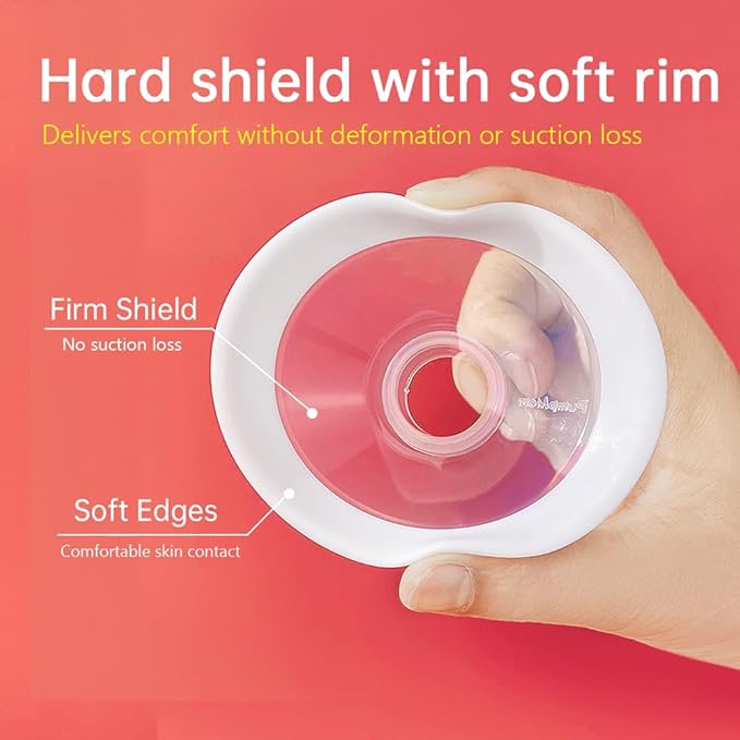 PumpMom-us 17mm Oval Flanges with Soft Rim Compatible with Spectra S2 S1 9 Plus Breastpumps Accessories, Replacement Breast Shield and Duckbill Valves for Spectra Pump Parts and Flange