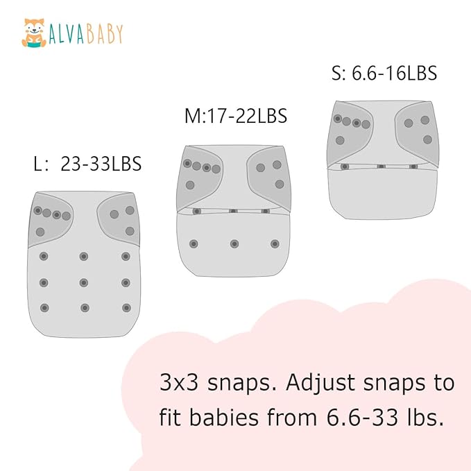 ALVABABY Baby Cloth Diapers 6 Pack with 12 Inserts Cloth Diaper Covers Adjustable Washable Reusable for Baby Girls and Boys 6DM117A