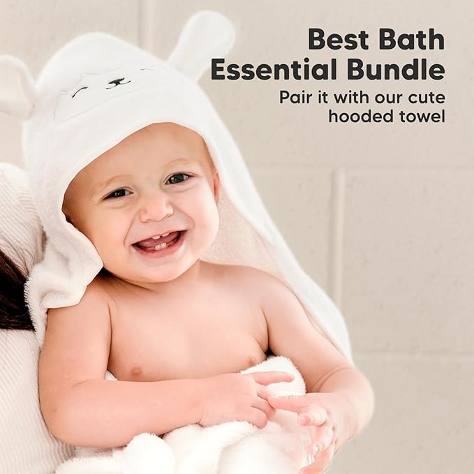 6-Pack Baby Washcloths - Soft Absorbent Viscose from Bamboo Wash Cloths for Babies, Kids, Toddlers, Infant, Newborn Bath Towels, Gentle on Sensitive Skin, 10x10 Reusable Face Towels (White/Sky)
