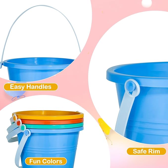 Holady 8 Inch Large Sand Beach Buckets Pail,Sand Bucket Water Bucket for Beach Fun Great Summer Party Accessory