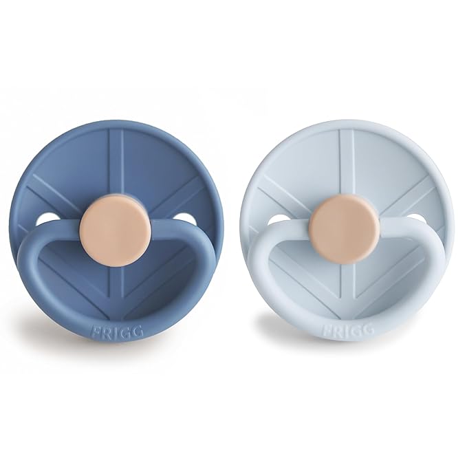 FRIGG Little Viking SilkySoft Silicone Baby Pacifier 2-Pack | Made in Denmark | BPA-Free (Ocean View/Powder Blue, 0-6 Months)