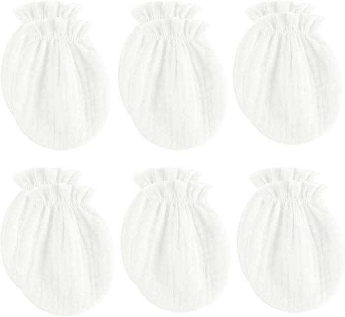 MOMSMENU Newborn Mittens No Scratch 100% Cotton Mitts Boy Girl baby mittens 0-6 months 6 Pack