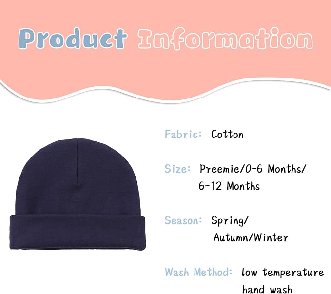 Bamery Cotton Baby Girl Hat Preemie Boys Beanie Newborn Hospital Hats Winter Infant Hats for Girls