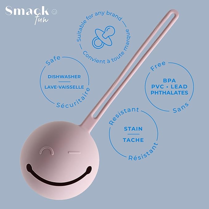 Smack Fun | Silicone Pacifier Holder Case | Pacifier case for diaper bag | Safe & Soft Material | Stain Resistant - Diaper Bag Essentials (Cambridge Blue)