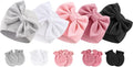 BQUBO Newborn Baby Girls Hats Mittens Set Hospital Hat Beanie Infant Bow Hats Baby Cotton Gloves for 0-6 Months