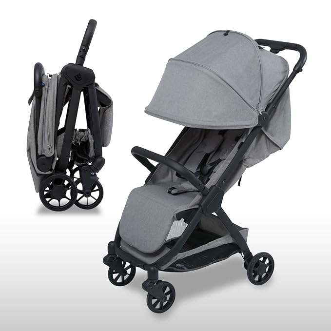 Pika Baby Stroller – Lightweight, Compact, Auto-Folding Design with Adjustable Footrest, UV Canopy, Mesh Window, and Travel Friendly – Perfect for Newborns to 55 lbs