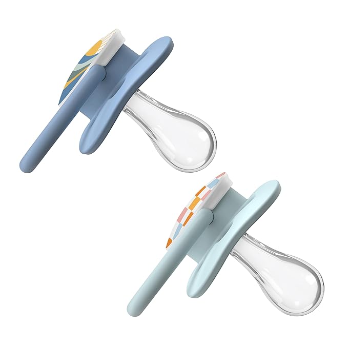 Dr. Brown's Advantage Baby Pacifiers, 0-6 Month, Blue, 2 Count and Dr. Brown's Advantage Baby Pacifiers, Glow-in-The-Dark, 0-6 Month Pacifiers, Blue, 2 Count