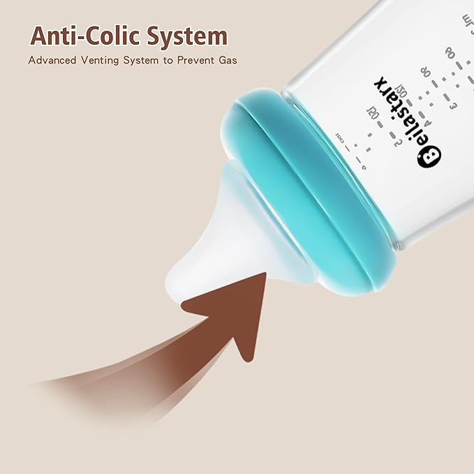 Glass Baby Bottles with Natural Response Nipple Size S - Anti Colic Baby Bottles Wide Neck Slow Flow Baby Bottle (Multicolor, 6oz (Pack of 2))