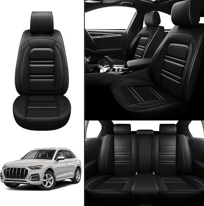Car Seat Covers for Audi q5 2009-2025 | 5-Seats Seat Covers, Waterproof Seat Protectors, Automotive Seat Covers (Full Set with Pillow,Black)