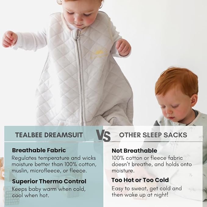 Tealbee Dreamsuit Toddler Sleep Sack with Feet – Walker Sleep Bag with Legs, Rayon made from Bamboo, All Season 1.2 TOG, 2-Way Zipper, 2T-3T - Sunshine