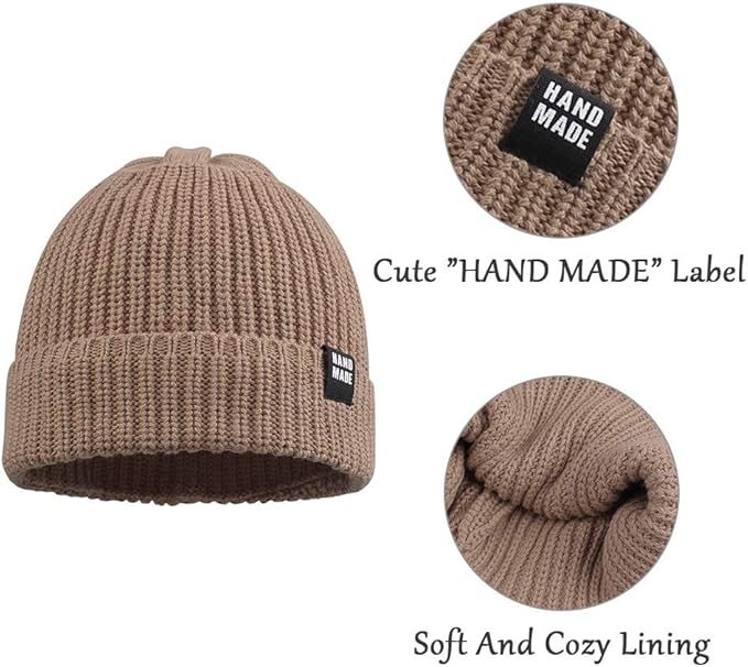 JANGANNSA Simple Knitted Baby Beanie Hip-Hop Boys Winter Hat Toddler Kids Bonnet for Girls 0-5Y