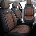 Leather Seat Cover for Ford Edge 2010-2026,Waterproof Soft Seat Covers,Interior Accessories Seat Covers Cushion Vehicle Protector Airbag Compatible(Black&Coffee,2PCS Front)