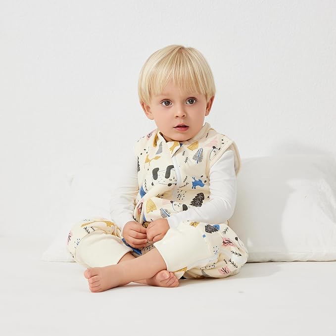 Duomiaomiao 2.5 TOG Toddler Sleep Sack 6-12 Months 100% Cotton Winter Side Open Zipper Baby Sleep Sack with Feet, Warm Toddler Wearable Blanket