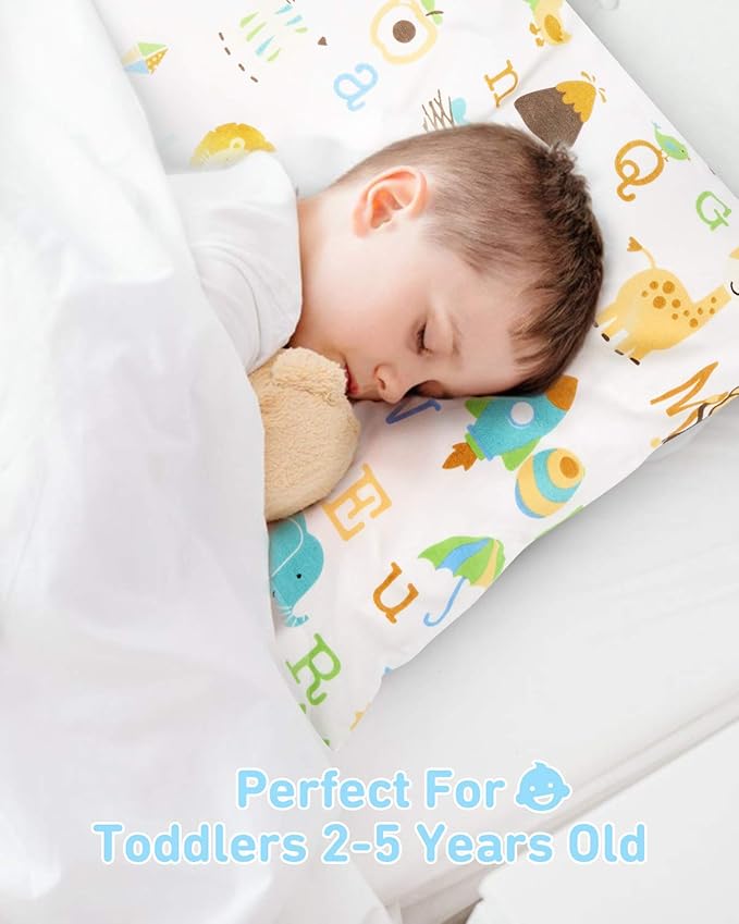 Babebay Toddler Pillow,13x18 Toddler Pillows for Sleeping, Machine Washable Kids Pillow with Soft Cotton Pillowcase, 1 Pack