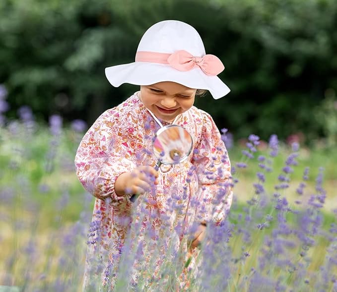 Baby Girl Sun Hat with UPF 50+ Outdoor Adjustable Beach Hat with Wide Brim Bucket Hats