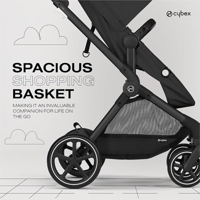 Cybex EOS 5-in-1 Travel System Stroller + Lightweight Aton G Infant Car Seat, Moon Black