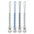 Pacifier Clip for Boys Girls - MORIBOX 4 Pack Paci Clip Soothie Baby Binky Holder for Shower Gift Birthday (Grey+Dgrey+Blue+Sage)