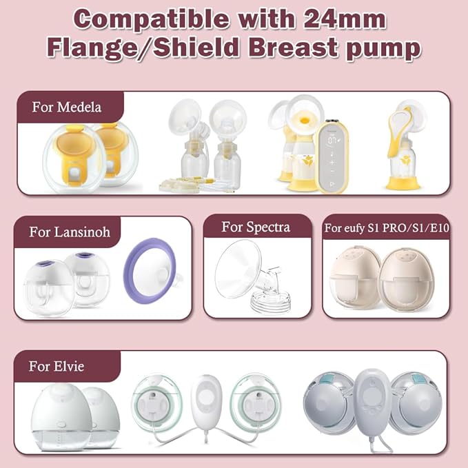 Flange Insert 15mm 6pcs Compatible with Momcozy M5/M9/M6/S12 Pro/V1 Pro/V2 Pro,for Spectra/Medela/MomMed/eufy/Lansinoh/Elvie Breast Pump, Fit for 24mm Flange/Shield of Most Pumps, Breastfeeding Parts