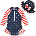 Aalizzwell Baby Girls Long Sleeve One Piece Swimsuit with Hat