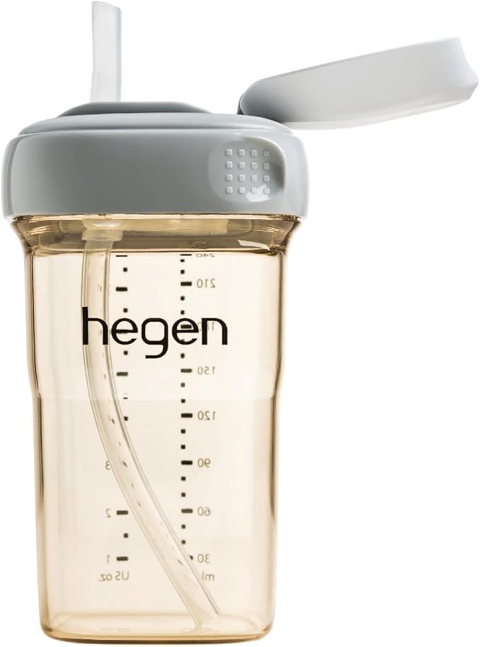 hegen PCTO™ 240ml/8oz Straw Cup PPSU Grey (Slow Flow) - 6 months and above