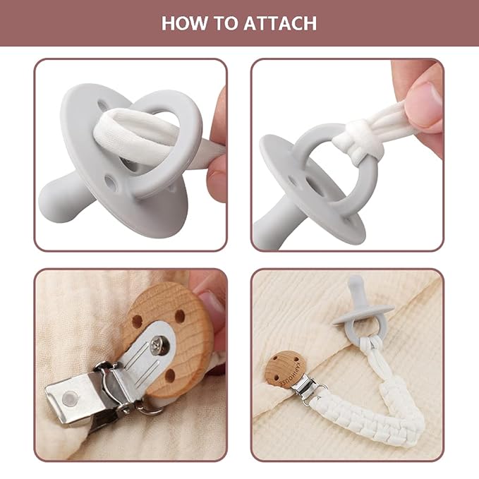 Pacifier Clip for Girl 9.2 Inch Pacifier Leashes woodern Clips Teething Toy with Handmade Braided Cotton Modern Unisex Baby Shower Birthdays Christmas Set (3 Pack Grils)