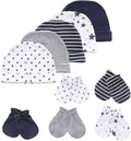 Baby Hat and Mittens Set Newborn Baby Hats Caps for Baby Boys Girls 0-6 Months 100% Cotton