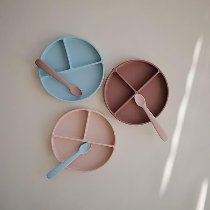 mushie Silicone Suction Plate | BPA-Free Non-Slip Design (Powder Blue)