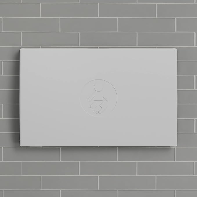 Foundations Elements Horizontal Wall-Mounted Baby Diaper Changing Station, Heavy Duty Stainless Steel Hinge, Oversized Changing Surface, Easy Installation, Gray (300-EH-01)