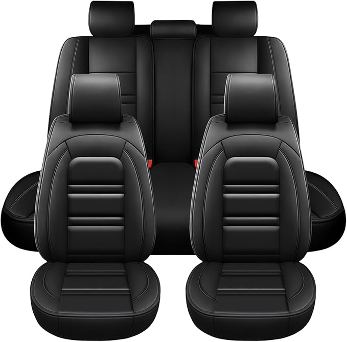Seat Covers for Nissan Car Titan 2004-2024 | 5-Seats Leather Seat Covers, Easy to Install Automotive Seat Covers Full Set (Full Set, Black)