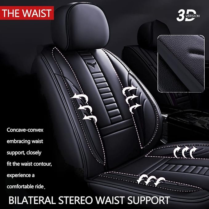 Auto Front Seat Covers fir for Suzuki 1999-2025 95% Models, 3D Front Split Bench Protection Compatible with Side Airbag Black & Black Line