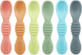 PandaEar 6 Pack Silicone Baby Spoons - Self Feeding Utensils 6-12 Months - Infant Spoons First Stage - Baby Feeding Essentials