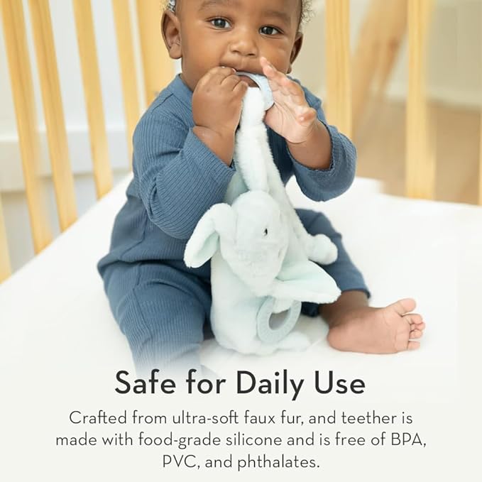 Baby Teether & Plush Lovey by Bella Tunno, Silicone Teether with Animal Snuggle Toy & Sensory Rattle, Teething Relief for Babies 0-6 Months, 6-12 Months, Elephant