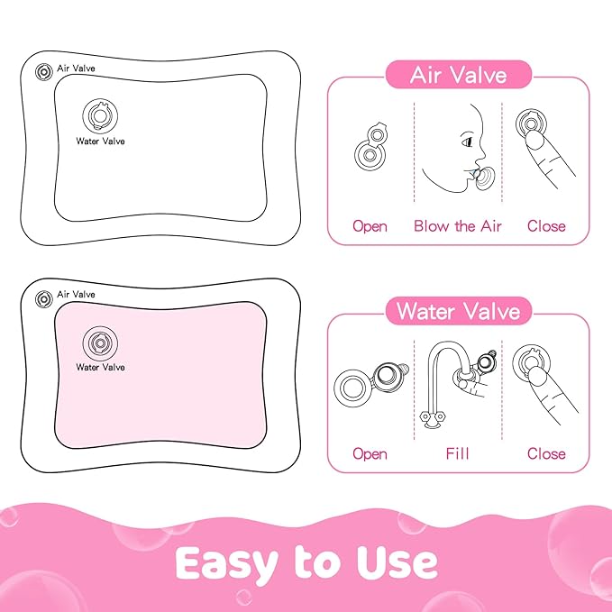 Tummy Time Water Mat for Girl, Baby Girl Toys for 0, 3, 6, 9, 12 Months, Baby Girl Gifts, Develop Sensory Toys Kids' Indoor Climbers & Play Structures