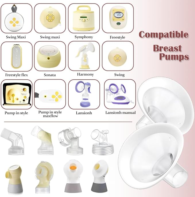 2pcs 17mm Soft Rim Flanges with 106 Degree Wider Opening Angle for Medela Breast Pump, PersonalFit, Freestyle, Maxflow, Freestyle Flex Swing Maxi Connector, Lansinoh Signature Pro